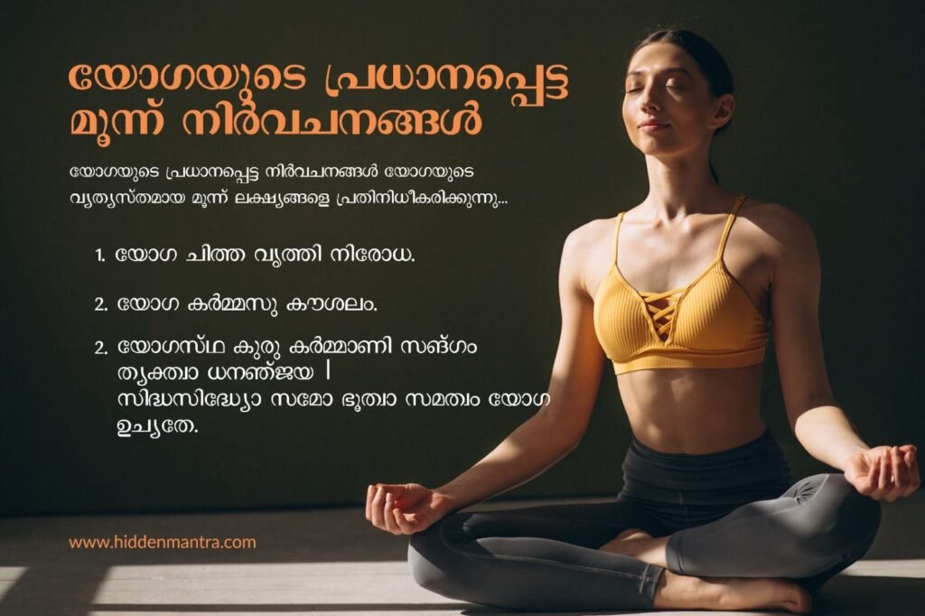 യോഗയുടെ പ്രധാനപ്പെട്ട മൂന്ന് നിർവചനങ്ങൾ