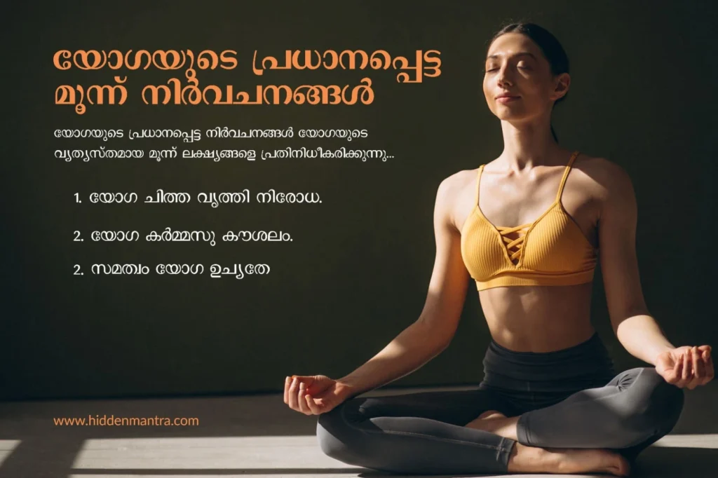 യോഗയുടെ പ്രധാനപ്പെട്ട മൂന്ന് നിർവചനങ്ങൾ