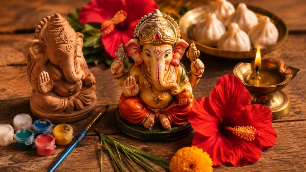 Ganesh Chaturthi gift ideas 2026 – eco-friendly Ganesha idol, puja thali, and modak sweets